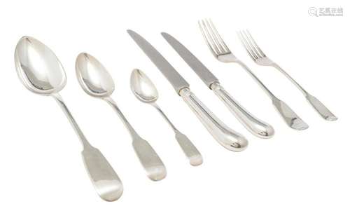 AN ASSEMBLED STERLING SILVER FLATWARE SERVICE Various makers...