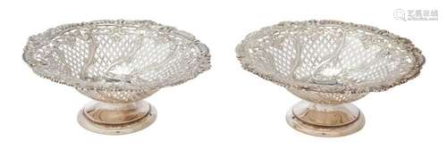 A PAIR OF EDWARDIAN STERLING SILVER BON BON DISHES Goldsmith...