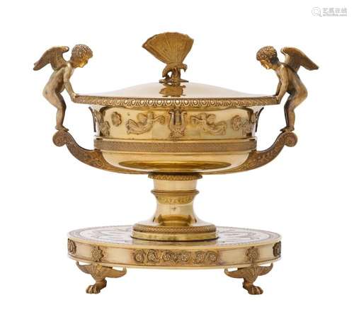 A STERLING SILVER GILT  BORGHESE  SOUP TUREEN Maison Odiot, ...