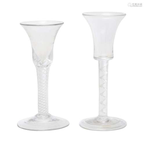 TWO ENGLISH WINE GLASSES 18th century