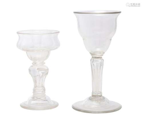 TWO ENGLISH SWEETMEAT GLASSES Eearly 18th century