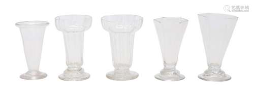 A GROUP OF FIVE JELLY GLASSES 18th century