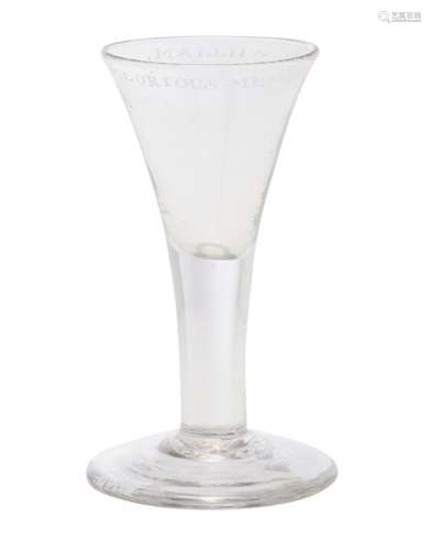 A RARE WILLIAMITE CORDIAL GLASS Mid-18th century