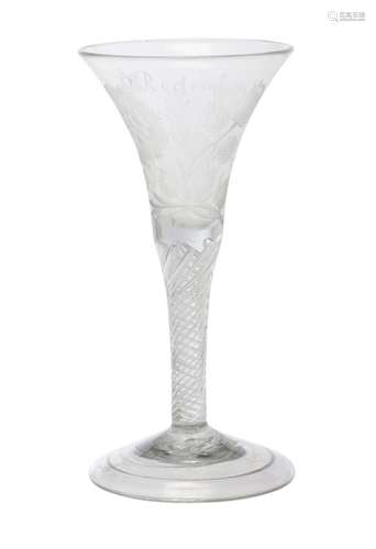 A JACOBITE WINE GLASS 18th century