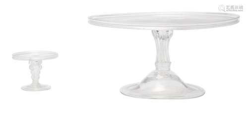 A LARGE ENGLISH GLASS TAZZA AND A PATCH STAND 18th century