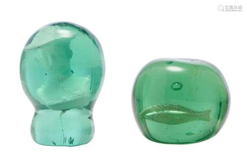 TWO ENGLISH GLASS DUMP PAPERWEIGHTS Early 19th century