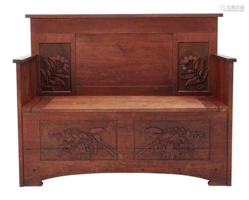 A CARVED AUSTRALIAN BLACKWOOD SETTLE BY ROBERT PRENZEL Circa...