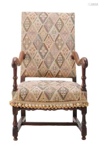 A LOUIS XIV WALNUT FAUTEUIL Circa 1700