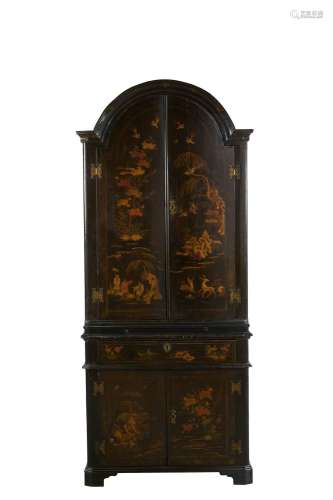 A CHINOISERIE LACQUERED CABINET Early 18th century and later