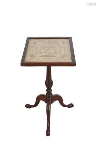 A VICTORIAN MAHOGANY SAMPLER-TOP WINE TABLE Mid-19th century