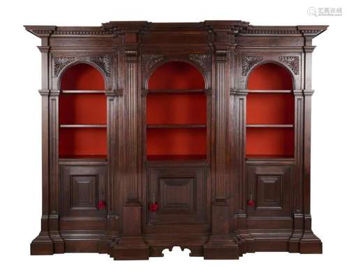 A SUBSTANTIAL AND IMPRESSIVE ITALIAN WALNUT LIBRARY BOOK-CAS...