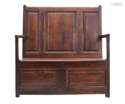 A GEORGE II OAK BOX SETTLE 1740s