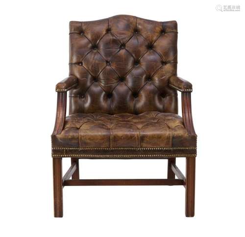 A GEORGE GEORGE III-STYLE MAHOGANY  GAINSBOROUGH  ARMCHAIR 1...