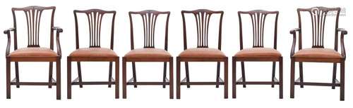 A SET OF SIX GEORGE III-STYLE MAHOGANY DINING CHAIRS Early 2...