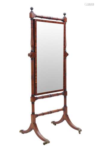 A REGENCY-STYLE MAHOGANY CHEVAL MIRROR 19th century, possibl...