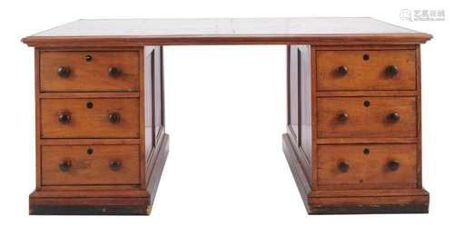 AN EARLY VICTORIAN WALNUT PARTNERS DESK 1840s