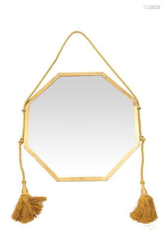 A BRASS FRAMED OCTAGONAL WALL MIRROR