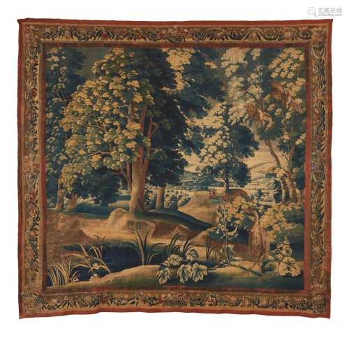 A FLEMISH VERDURE TAPESTRY Late 17th century, probably Bruss...