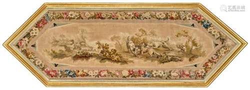 A FRAMED FRENCH PICTORIAL TAPESTRY 19th century