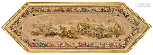 A FRAMED FRENCH PICTORIAL TAPESTRY 19th century