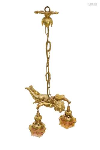 A FRENCH GILT BRONZE PENDANT LIGHT