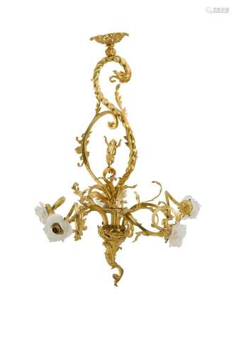 A FRENCH GILT METAL CHANDELIER IN LOUIS XV MANNER 20th centu...