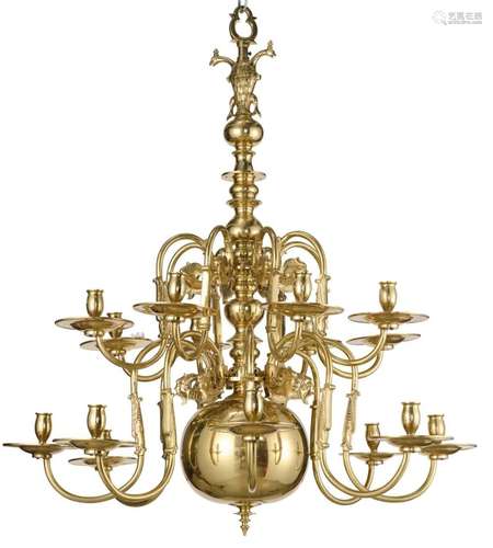 A LARGE FLEMISH BRASS CHANDELIER 20th century