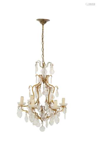 A FRENCH GILT METAL AND CRYSTAL CHANDELIER 20th century