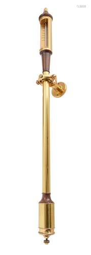 A BRASS AND HARDWOOD-CASED STICK BAROMETER BY BURKE AND JONE...