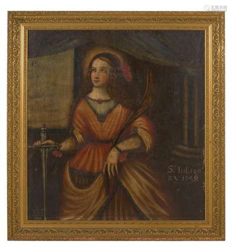 SPANISH SCHOOL Dated 1678 St Julia Oil on canvas