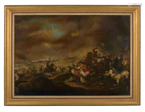 ITALIAN SCHOOL Late 17th century A cavalry battle outside a ...