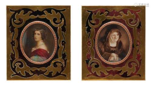 TWO PORTRAIT MINIATURES IN MATCHING IVORY AND TORTOISESHELL ...