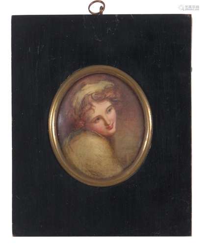 A WATERCOLOUR PORTRAIT MINIATURE 19th century