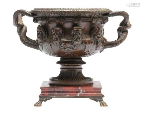 A BRONZE MODEL OF THE  WARWICK  VASE By Ferdinand Barbedienn...