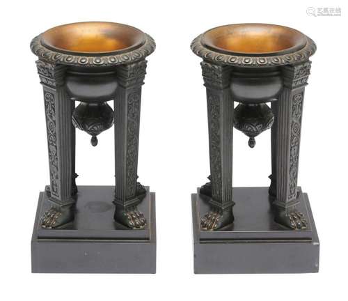 A PAIR OF FRENCH NEO-CLASSICAL BRONZE PASTILLE BURNERS Late ...