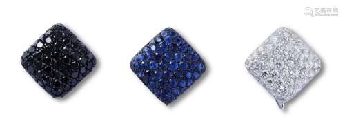 TALLARICO DIAMOND, SAPPHIRE AND BLACK DIAMOND INTERCHANGABLE...