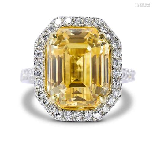 YELLOW SAPPHIRE AND DIAMOND RING