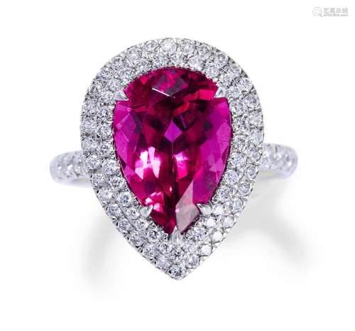 TIFFANY & CO. RUBELLITE AND DIAMOND  SOLESTE  RING