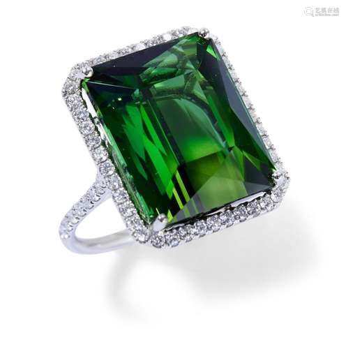 TOURMALINE AND DIAMOND RING