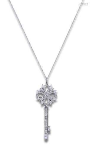 TIFFANY & CO. DIAMOND  VICTORIA KEY  PENDANT NECKLACE