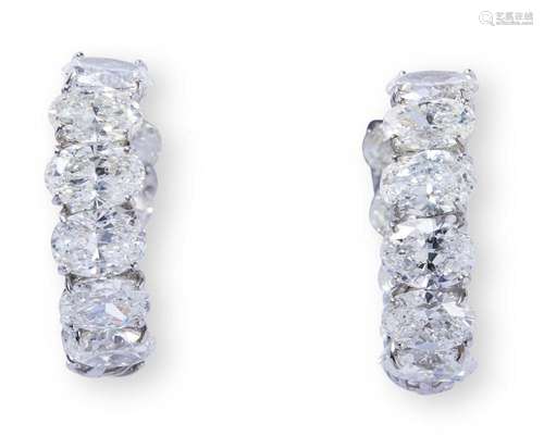 PAIR OF DIAMOND HOOP EARRINGS