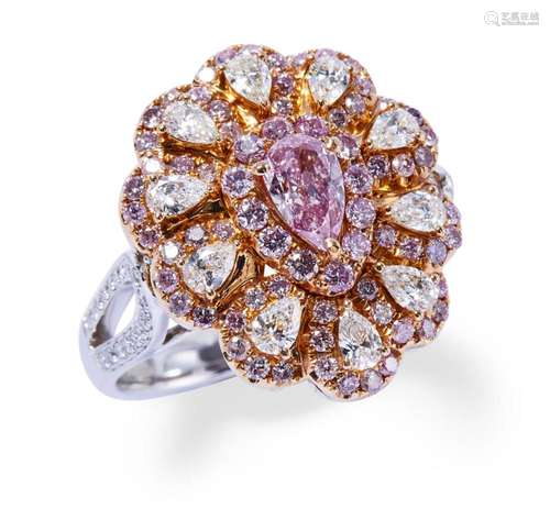 AN IMPRESSIVE FANCY INTENSE PINK DIAMOND, PINK DIAMOND AND D...