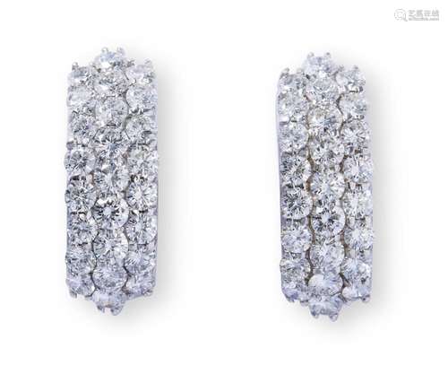 PAIR OF DIAMOND HOOP EARRINGS