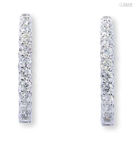 PAIR OF DIAMOND HOOP EARRINGS