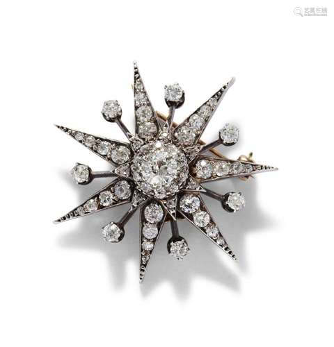 VICTORIAN DIAMOND STAR PENDANT BROOCH