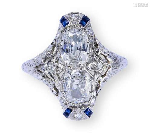 DIAMOND AND SAPPHIRE RING, CIRCA 1930