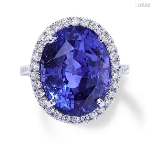 COLOUR CHANGE SAPPHIRE AND DIAMOND RING