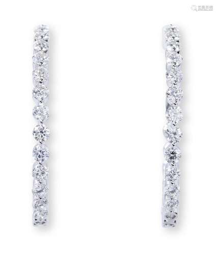 PAIR OF DIAMOND HOOP EARRINGS