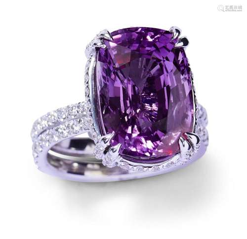 PINK-PURPLE SAPPHIRE AND DIAMOND RING