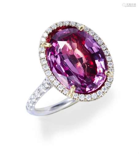 PINK SPINEL AND DIAMOND RING